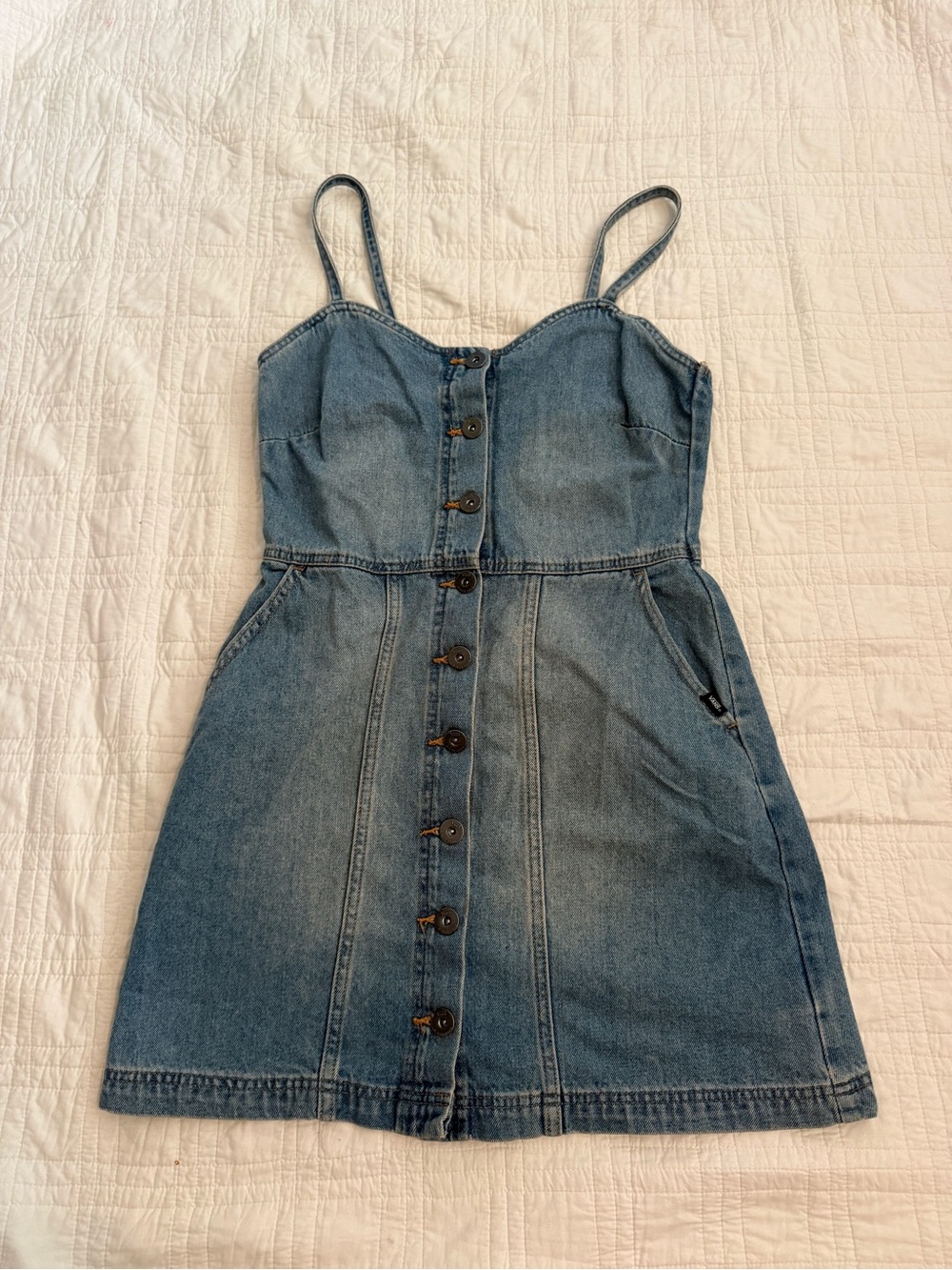 Vans Blue Denim Button-Down Spaghetti Strap Mini Dress